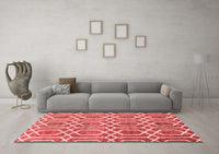 Machine Washable Abstract Red Contemporary Rug, wshcon1875red