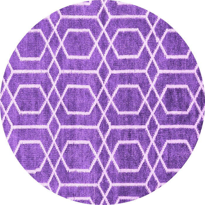 Round Machine Washable Abstract Purple Contemporary Area Rugs, wshcon1875pur