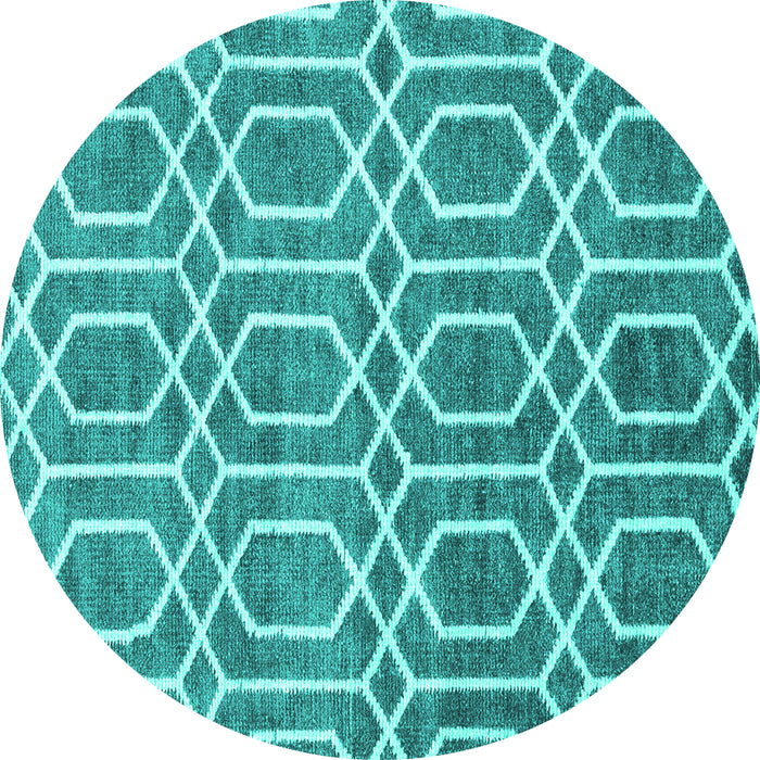 Round Abstract Turquoise Contemporary Rug, con1875turq