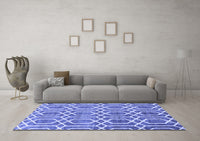 Machine Washable Abstract Blue Contemporary Rug, wshcon1875blu