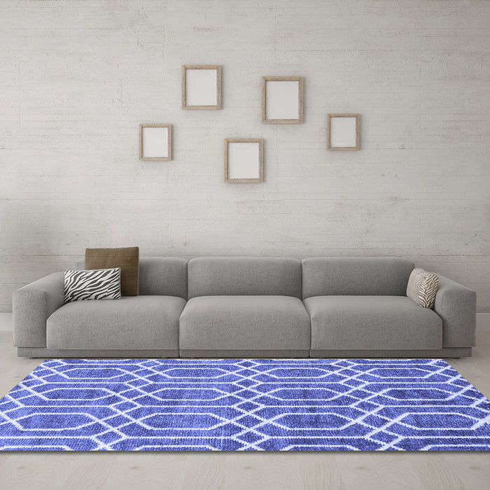 Machine Washable Abstract Blue Contemporary Rug in a Living Room, wshcon1875blu