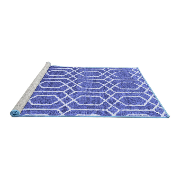 Sideview of Machine Washable Abstract Blue Contemporary Rug, wshcon1875blu