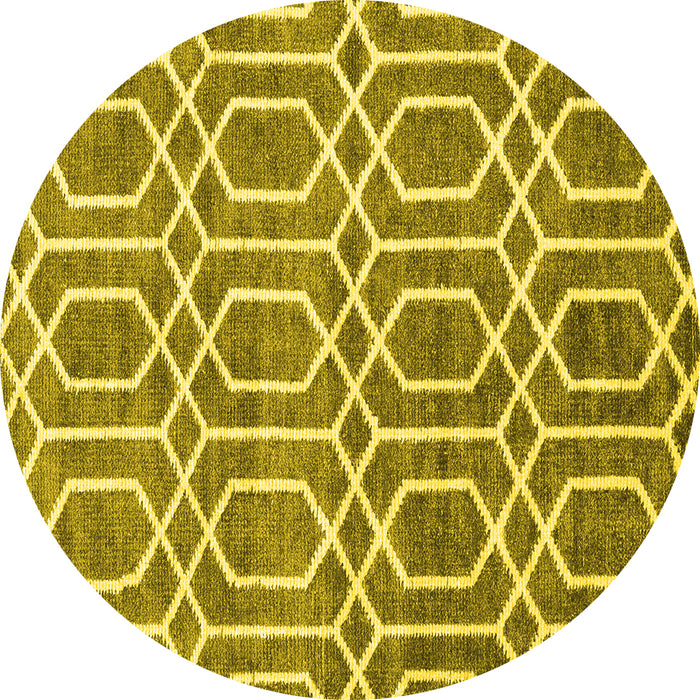 Round Abstract Yellow Contemporary Rug, con1875yw