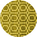 Round Abstract Yellow Contemporary Rug, con1875yw