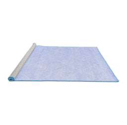 Sideview of Machine Washable Abstract Blue Contemporary Rug, wshcon1876blu