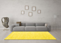 Machine Washable Abstract Yellow Contemporary Rug, wshcon1876yw