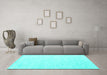 Machine Washable Abstract Turquoise Contemporary Area Rugs in a Living Room,, wshcon1876turq