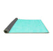 Sideview of Abstract Turquoise Contemporary Rug, con1876turq