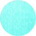 Round Machine Washable Abstract Turquoise Contemporary Area Rugs, wshcon1876turq