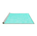 Sideview of Machine Washable Abstract Turquoise Contemporary Area Rugs, wshcon1876turq