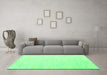 Machine Washable Abstract Green Contemporary Area Rugs in a Living Room,, wshcon1876grn