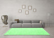 Machine Washable Abstract Emerald Green Contemporary Area Rugs in a Living Room,, wshcon1876emgrn