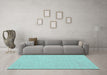 Machine Washable Abstract Turquoise Contemporary Area Rugs in a Living Room,, wshcon1877turq