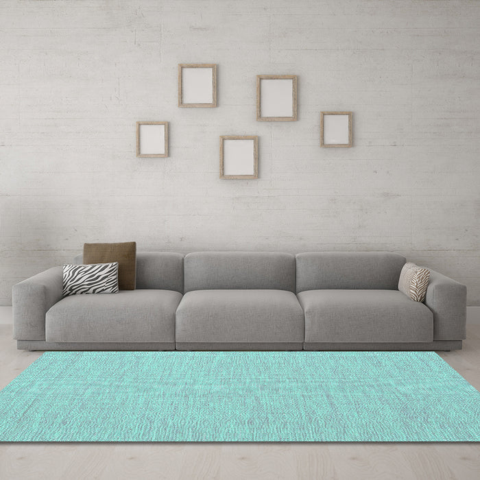 Machine Washable Abstract Turquoise Contemporary Area Rugs in a Living Room,, wshcon1877turq