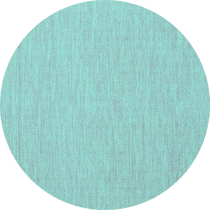 Round Machine Washable Abstract Turquoise Contemporary Area Rugs, wshcon1877turq