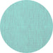 Round Machine Washable Abstract Turquoise Contemporary Area Rugs, wshcon1877turq