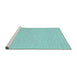 Sideview of Machine Washable Abstract Turquoise Contemporary Area Rugs, wshcon1877turq