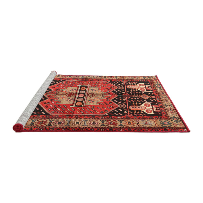 Serging Thickness of Machine Washable Contemporary Rust Pink Rug, wshcon1878