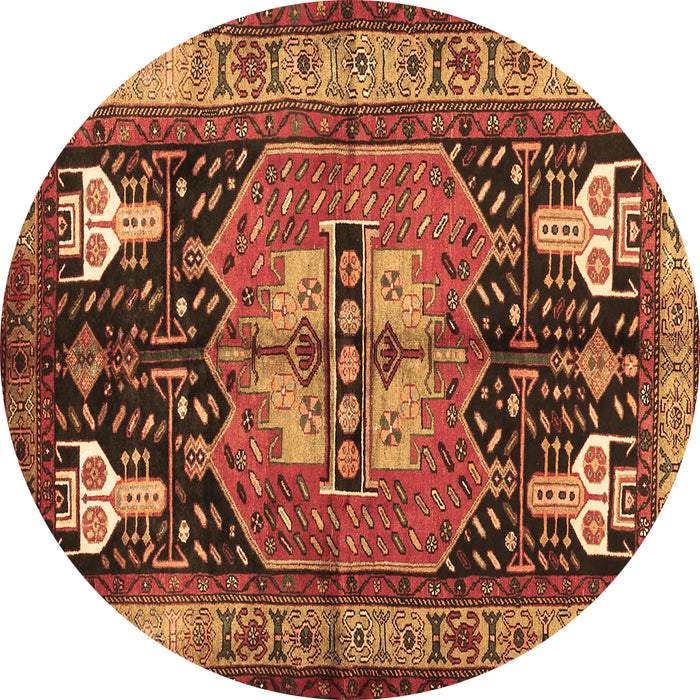 Round Abstract Brown Contemporary Rug, con1878brn