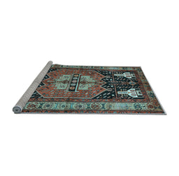 Sideview of Machine Washable Abstract Light Blue Contemporary Rug, wshcon1878lblu