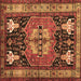 Square Machine Washable Abstract Brown Contemporary Rug, wshcon1878brn