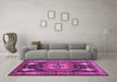 Machine Washable Abstract Purple Contemporary Area Rugs in a Living Room, wshcon1878pur
