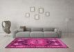 Machine Washable Abstract Pink Contemporary Rug in a Living Room, wshcon1878pnk