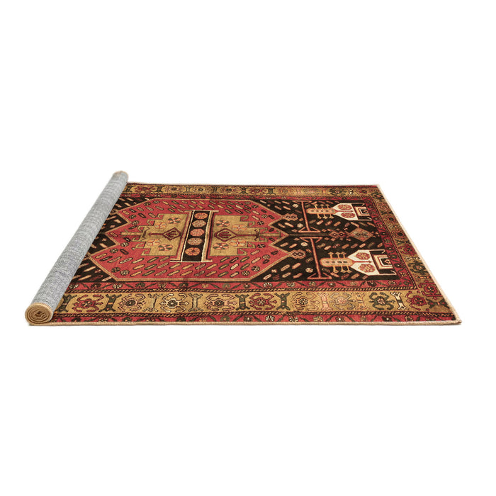 Sideview of Machine Washable Abstract Brown Contemporary Rug, wshcon1878brn