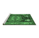 Sideview of Machine Washable Abstract Emerald Green Contemporary Area Rugs, wshcon1878emgrn