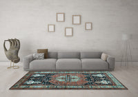Machine Washable Abstract Light Blue Contemporary Rug, wshcon1878lblu