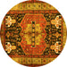 Round Abstract Yellow Contemporary Rug, con1878yw