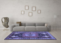 Machine Washable Abstract Blue Contemporary Rug, wshcon1878blu