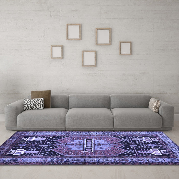 Machine Washable Abstract Blue Contemporary Rug in a Living Room, wshcon1878blu