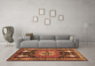 Machine Washable Abstract Brown Contemporary Rug in a Living Room,, wshcon1878brn