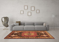 Machine Washable Abstract Brown Contemporary Rug, wshcon1878brn