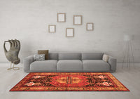 Machine Washable Abstract Orange Contemporary Rug, wshcon1878org