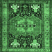 Square Machine Washable Abstract Emerald Green Contemporary Area Rugs, wshcon1878emgrn