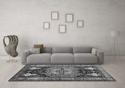Machine Washable Abstract Gray Contemporary Rug in a Living Room,, wshcon1878gry