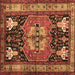 Square Abstract Brown Contemporary Rug, con1878brn