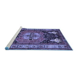 Sideview of Machine Washable Abstract Blue Contemporary Rug, wshcon1878blu