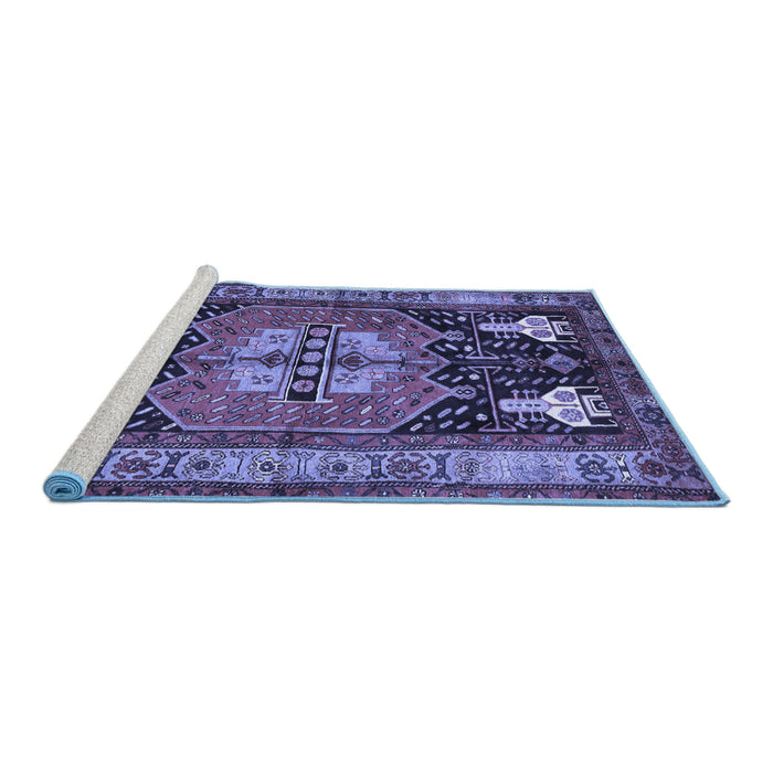 Sideview of Machine Washable Abstract Blue Contemporary Rug, wshcon1878blu