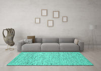 Machine Washable Abstract Turquoise Contemporary Rug, wshcon1879turq