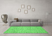 Machine Washable Abstract Green Contemporary Area Rugs in a Living Room,, wshcon1879grn