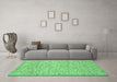 Machine Washable Abstract Emerald Green Contemporary Area Rugs in a Living Room,, wshcon1879emgrn