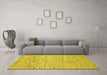 Machine Washable Abstract Yellow Contemporary Rug in a Living Room, wshcon1879yw