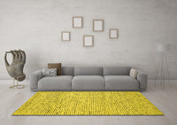 Machine Washable Abstract Yellow Contemporary Rug, wshcon1879yw