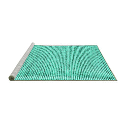 Sideview of Machine Washable Abstract Turquoise Contemporary Area Rugs, wshcon1879turq