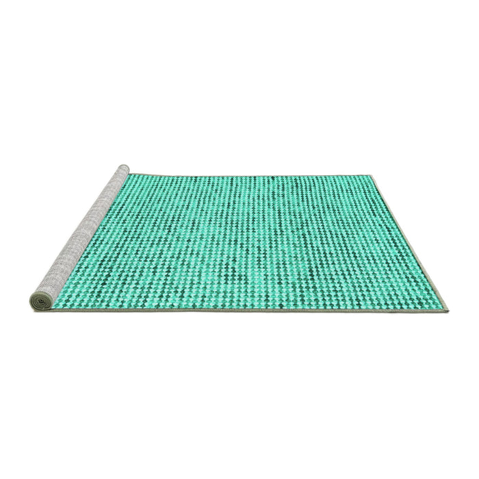 Sideview of Machine Washable Abstract Turquoise Contemporary Area Rugs, wshcon1879turq