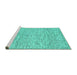 Sideview of Machine Washable Abstract Turquoise Contemporary Area Rugs, wshcon1879turq