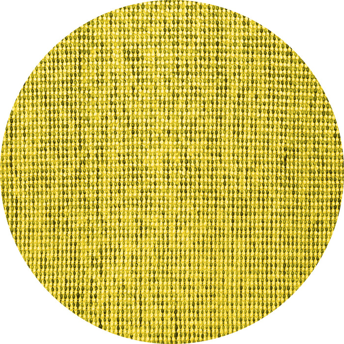 Round Machine Washable Abstract Yellow Contemporary Rug, wshcon1879yw
